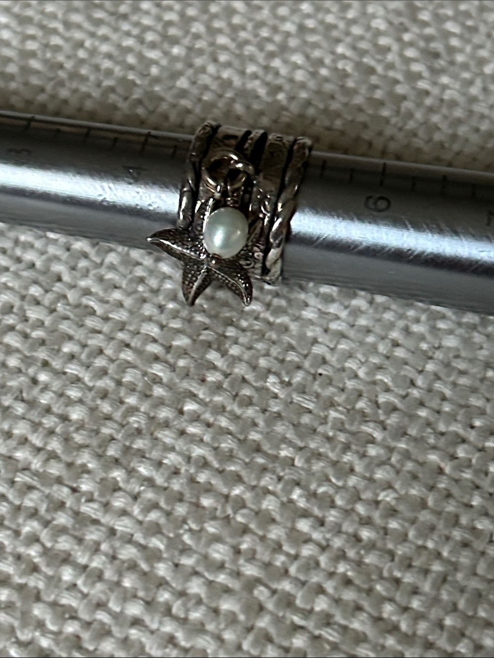 Shablool Sterling Silver Starfish Pearl Charm Ring - Women Jewelry